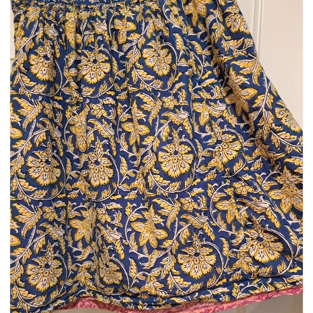Sundance Smocked Elastic Waist Casual Lined Floral Boho Skirt Size Small